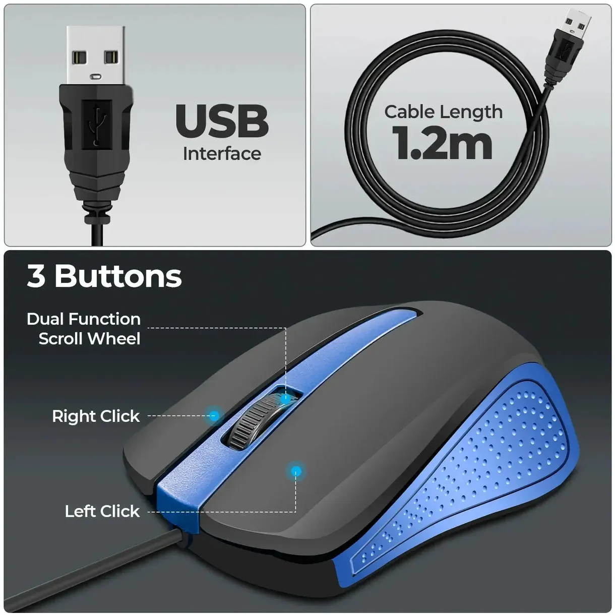 Foxin USB Mouse Blue (Glance) view 6